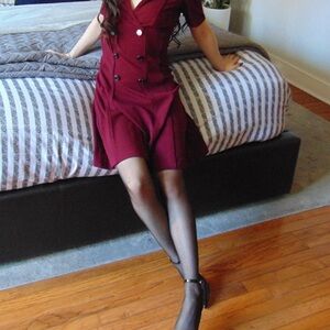DKNY Stylish Burgundy Double-Breasted Dress